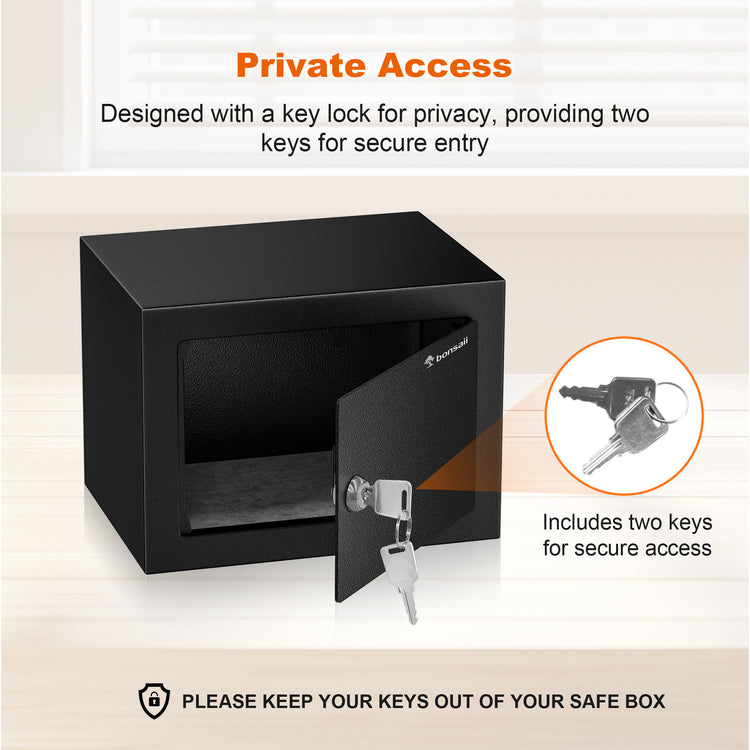 Bonsaii 0.22 Cubic Feet Safe Small Home Money Safe Box with Key Lock,