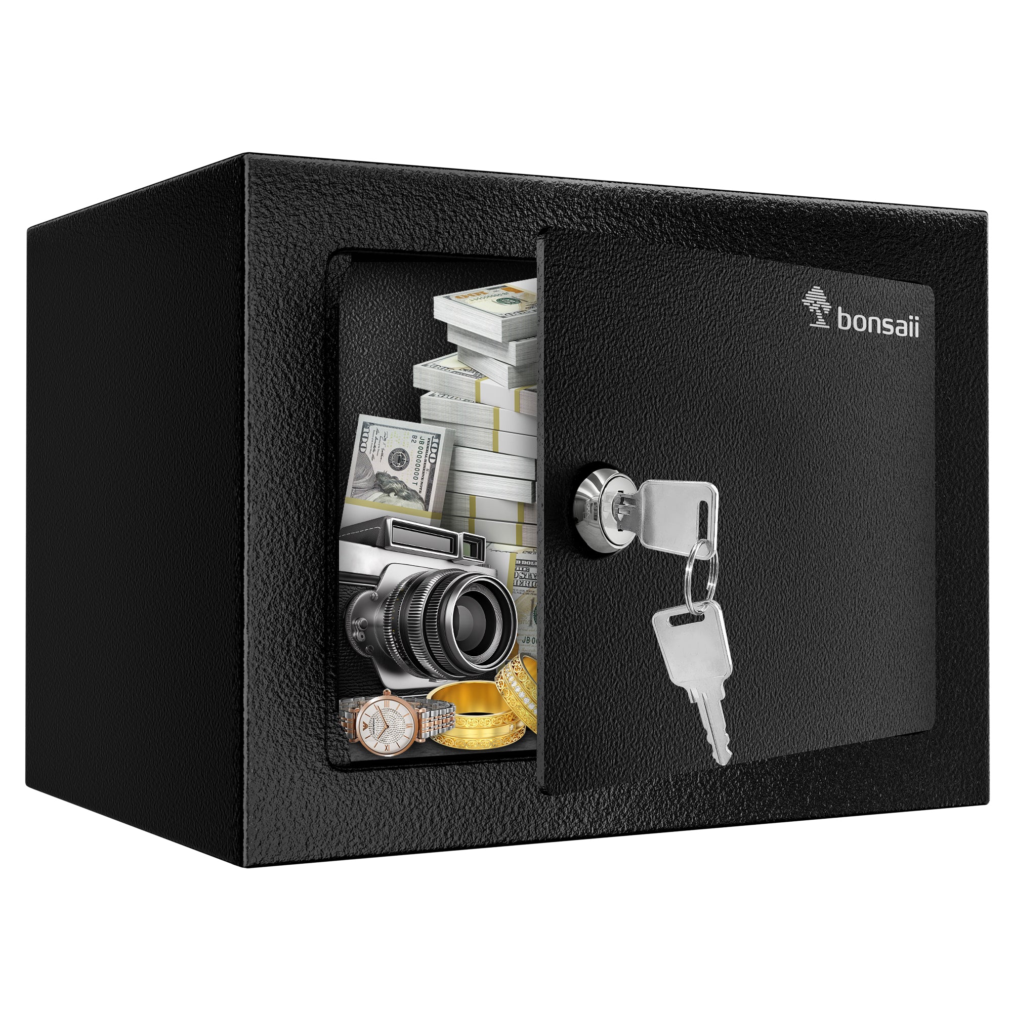 Bonsaii 0.22 Cubic Feet Safe Small Home Money Safe Box with Key Lock,