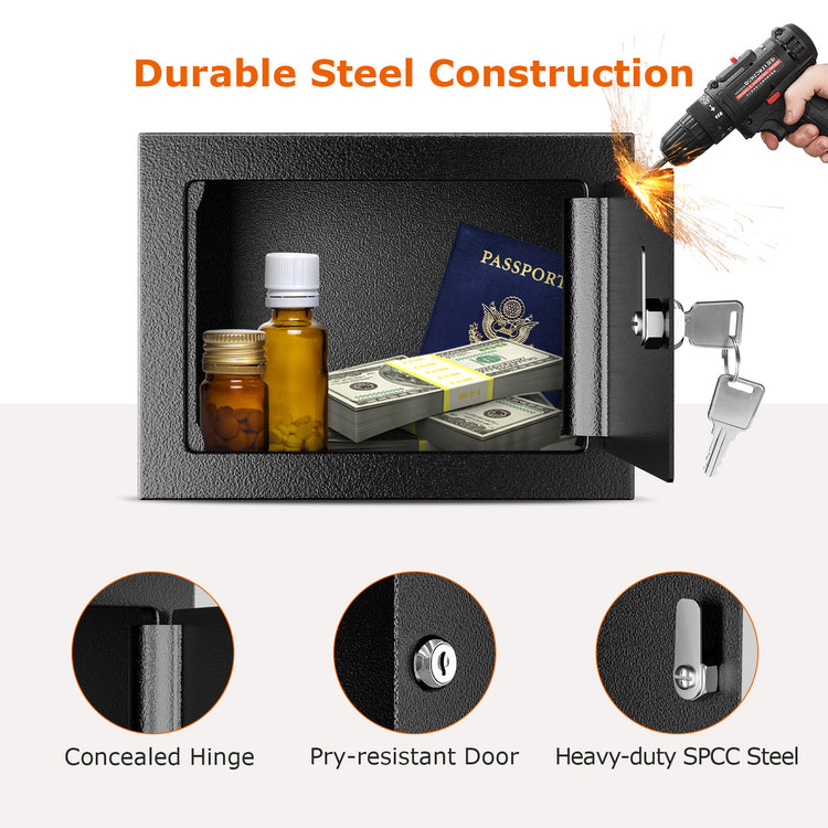 Bonsaii 0.22 Cubic Feet Small Safe with Key Lock, Security Hidden Safe