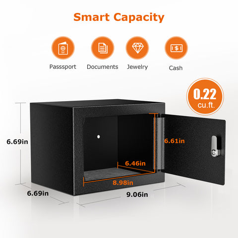 Bonsaii 0.22 Cubic Feet Small Safe with Key Lock, Security Hidden Safe Box for Home