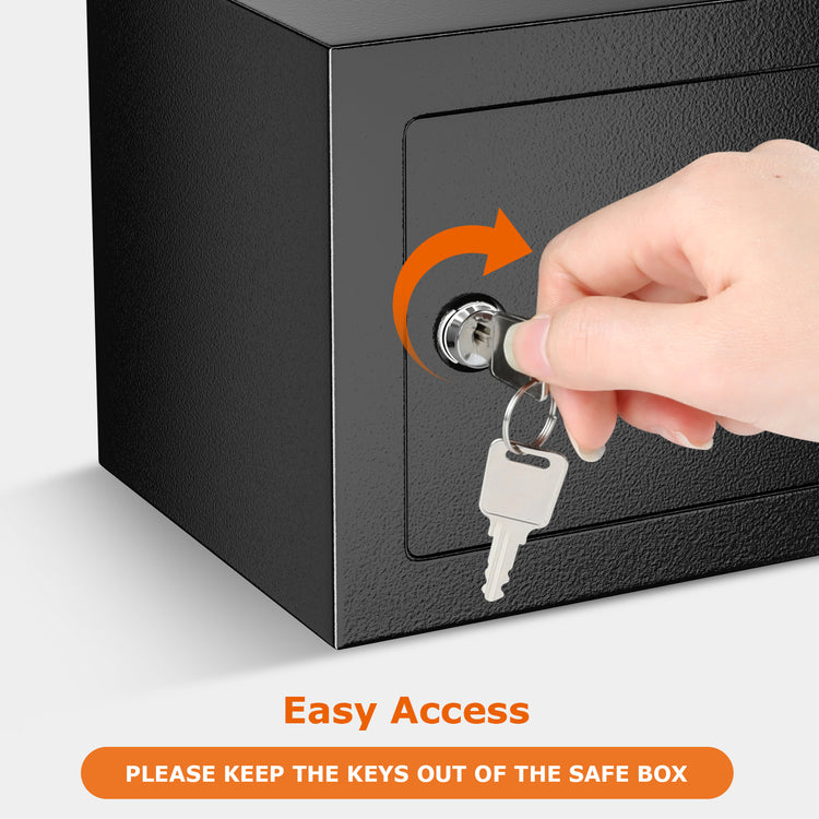Bonsaii 0.22 Cubic Feet Safe Small Home Money Safe Box with Key Lock, SF004, BLK
