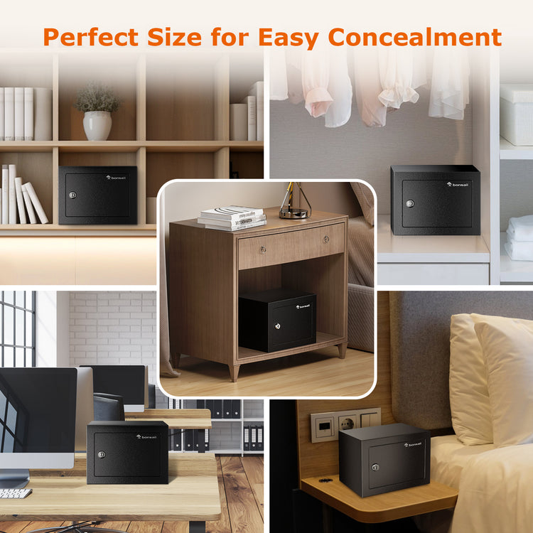 Bonsaii 0.22 Cubic Feet Small Safe with Key Lock, Security Hidden Safe