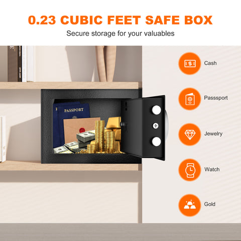 Bonsaii 0.23 Cubic Feet Safe Electronic Digital Security Small Money Safe Box with Keypad Lock & Key Lock,SF005-BLS