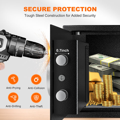 Bonsaii 0.23 Cubic Feet Safe Electronic Digital Security Small Money Safe Box with Keypad Lock & Key Lock,SF005-BLS