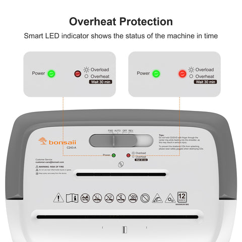 Bonsaii C243-A P4 12-Sheet Cross Cut 21L Shredder Credit Cards/CDs/Clips, Suitable for Office and Home Use