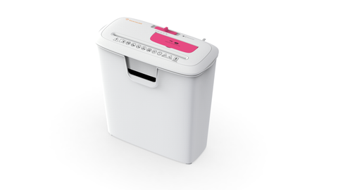 Bonsaii 8-Sheet StripCut Home Office Shredder, CD/Credit Card Shredder Machine with Overheat Protection, Color White+Pink, S120-C