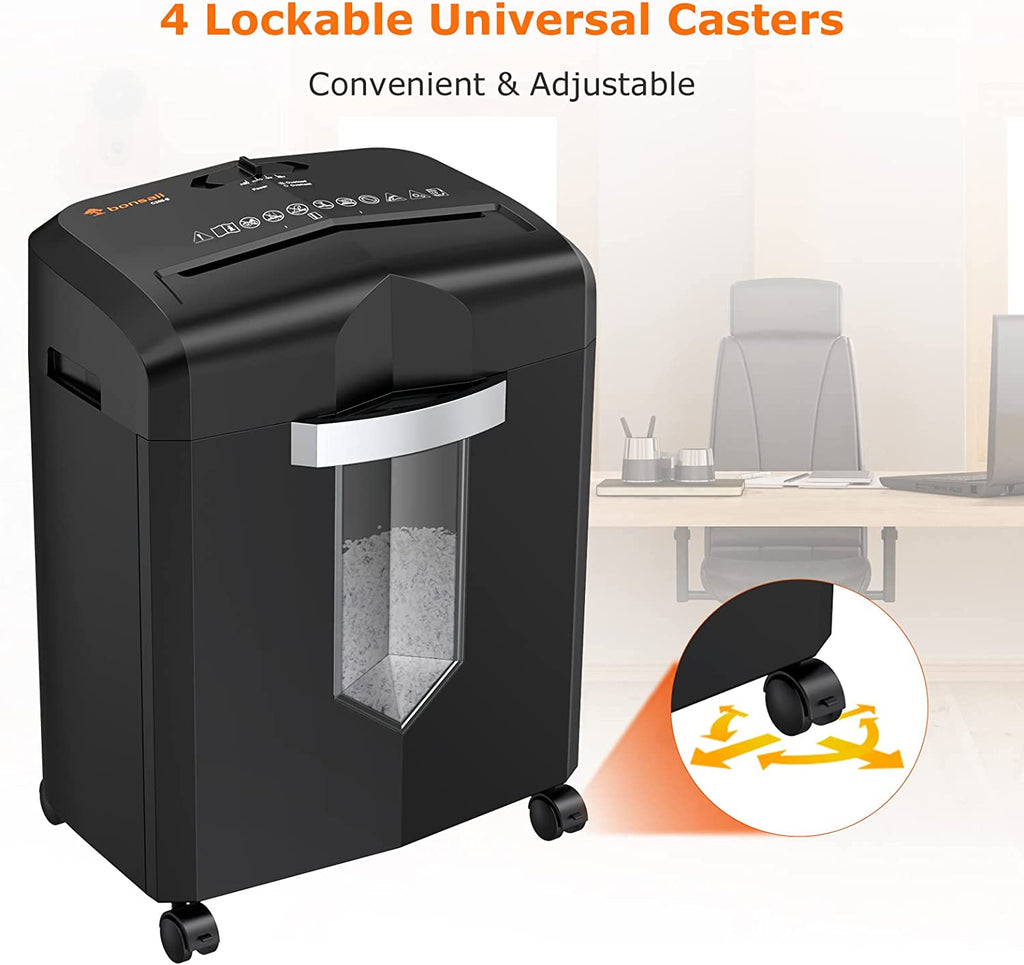 Paper Threader Bonsaii 10 Sheet Micro Cut Paper Shredder with 4 Casters & 4.2 gal Pul